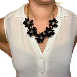 Black Floral Statement Necklace